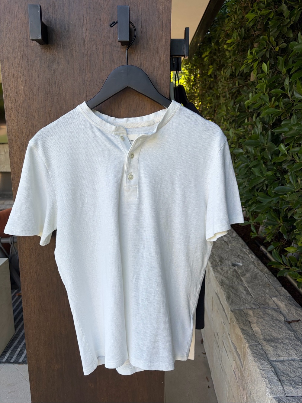 Billy Reid White Short Sleeve Henley